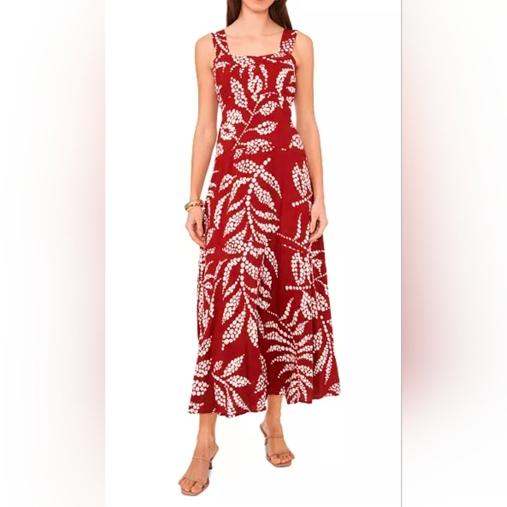 Vince Camuto Red and White Floral Maxi Dress Size M